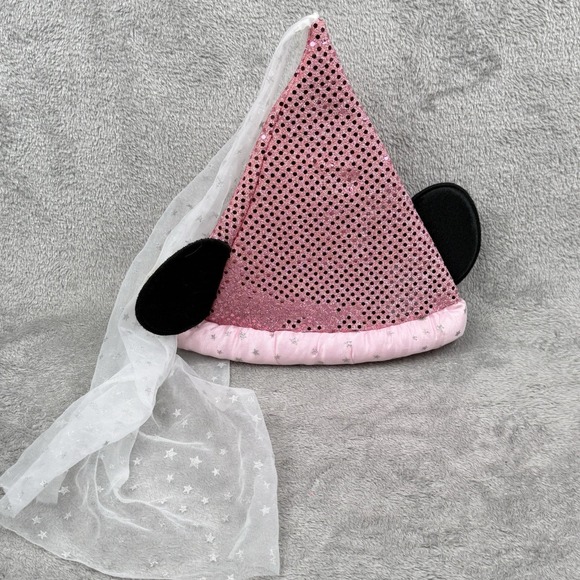 Disney Other - Walt Disney World Minnie Mouse Sparkle Cone Hat with Veil Youth Size Pink Magic